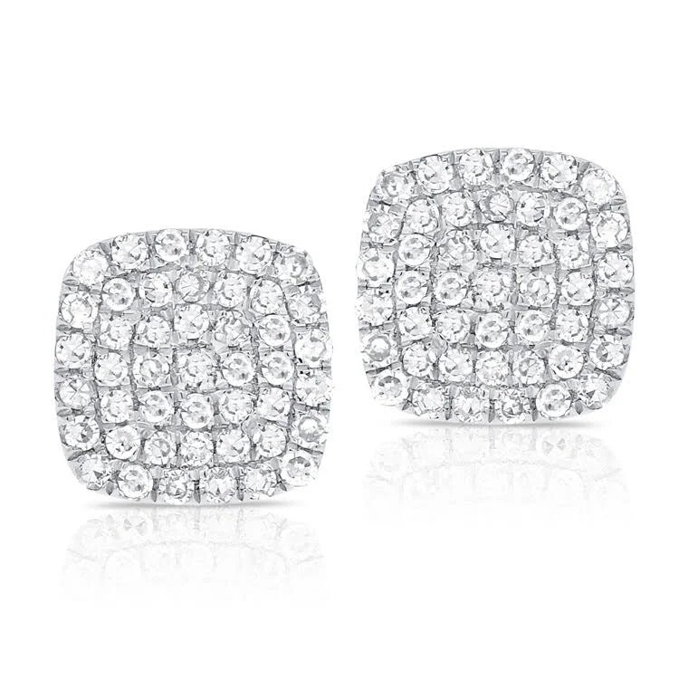 Bohemian Stud Earrings with Tassels -Joelle Collection Diamond Cushion Shape Stud Earrings 14K White Gold 1/6 CTTW