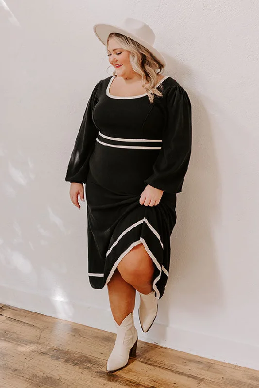 Plus size dresses featuring braided trims are artsy -Sweet Whispers Knit Midi Curves