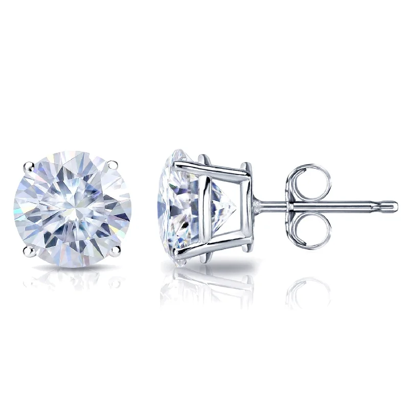 Stud Earrings for Bridesmaids Look -Auriya Platinum 2ctw Round Moissanite Stud Earrings - 6.5 mm