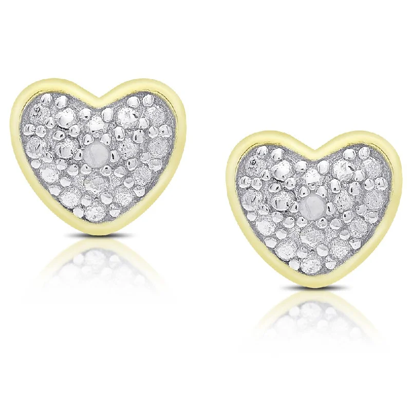 Geometric Stud Earrings for Trend -Finesque Gold Over Silver or Sterling Silver Diamond Accent Heart Stud Earrings