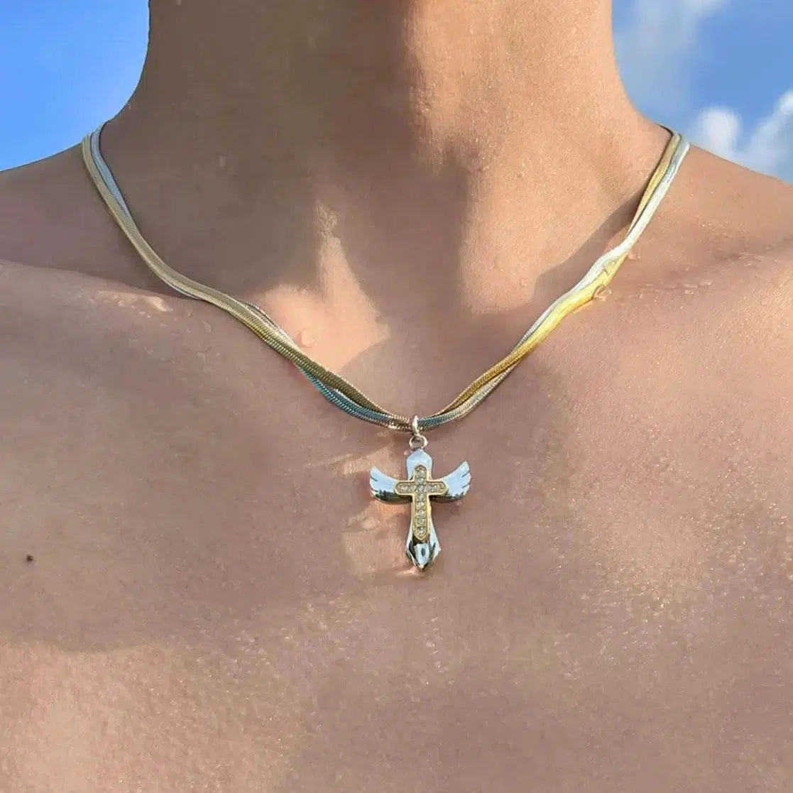 Best necklaces and pendants with adjustable chains for a customizable fit-Winged Cross Pendant Necklace