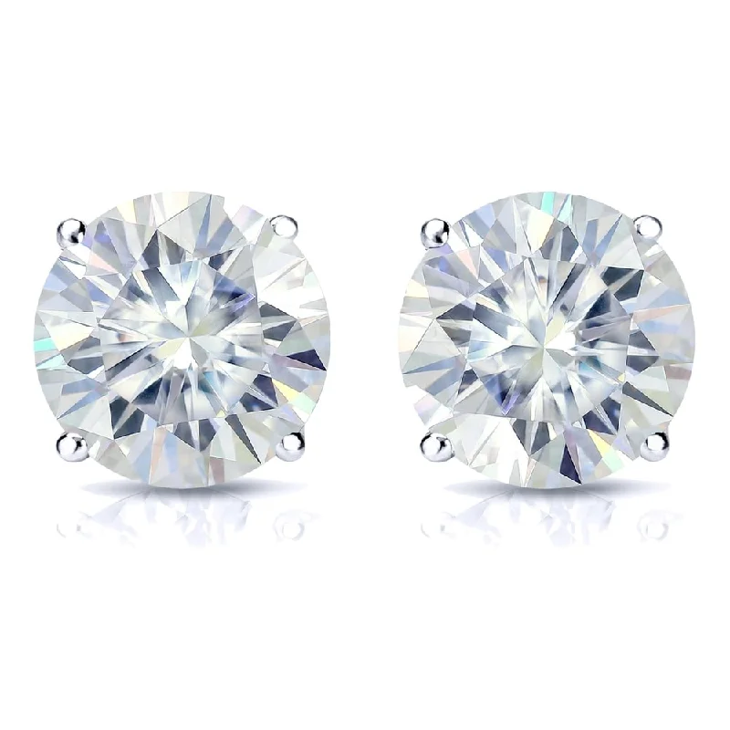 Screw Back Stud Earrings for Security -Auriya 4ctw Round Moissanite Stud Earrings Platinum 4-Prong Basket