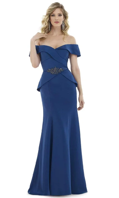 Plus size dresses with timeless cuts suit all -Feriani Couture - 18975 Off-Shoulder Jewel Accent Mermaid Gown