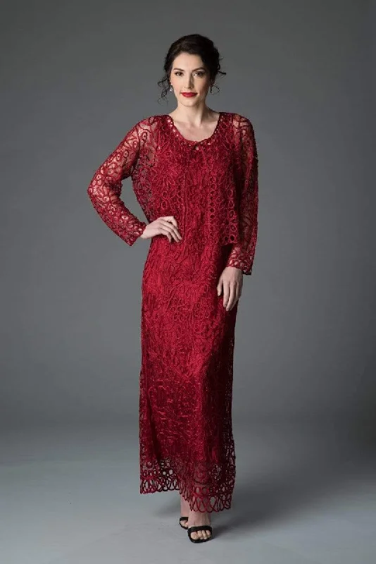 Plus size dresses with tough fabrics age well -Soulmates C12016 - Beaded Hand Crochet Evening Dress