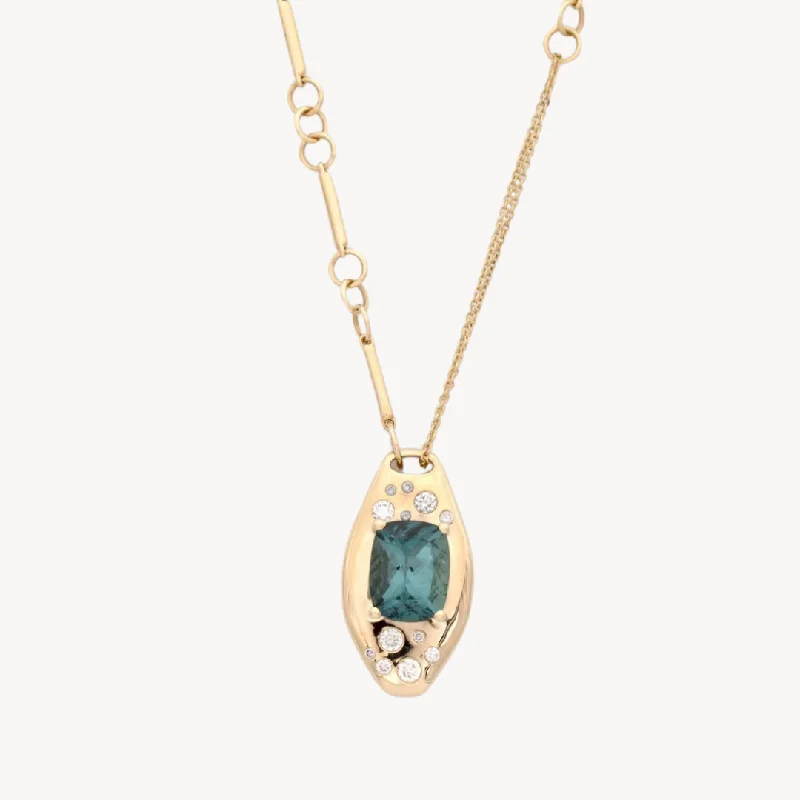 Beautiful necklaces and pendants with layered chains for a fashionable, chic look-Teal Tourmaline Slipper Necklace - Sample