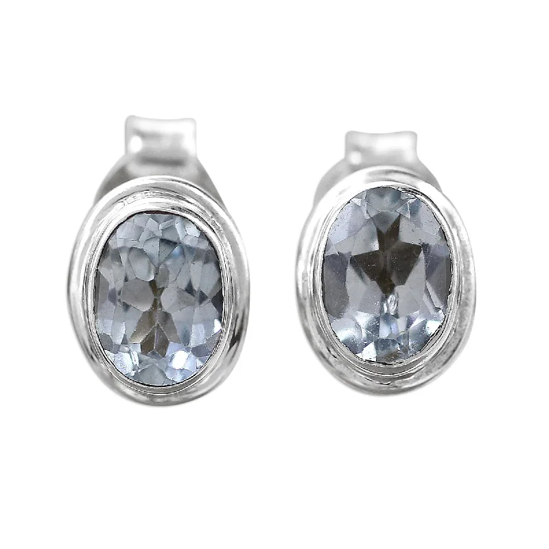 Stud Earrings for Travel Look -Novica Handmade Sky Duet Blue Topaz Stud Earrings