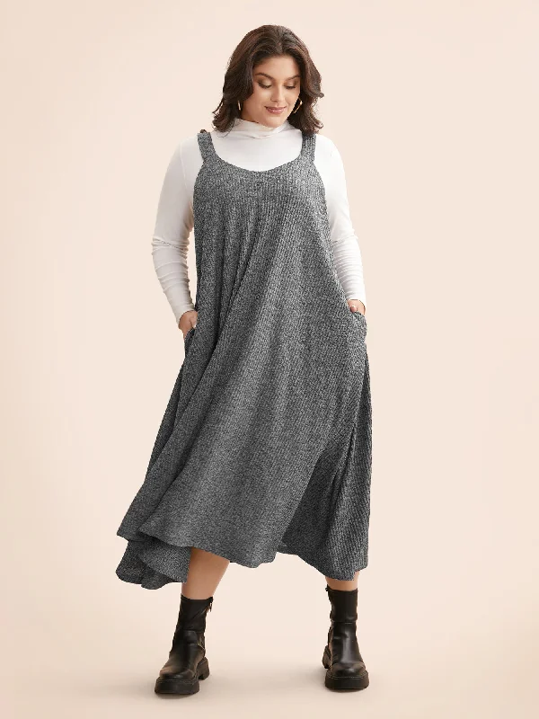 Elegant plus size dresses for weddings fit beautifully -Solid Heather Textured Cami Dress