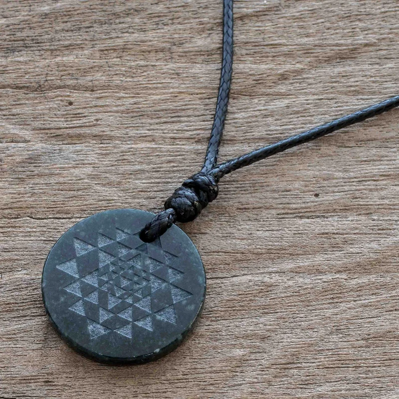 Beautiful necklaces and pendants with tree branch motifs for a nature-inspired design-Geometric Inspiration Black Jade Geometric Pendant Necklace from Guatemala