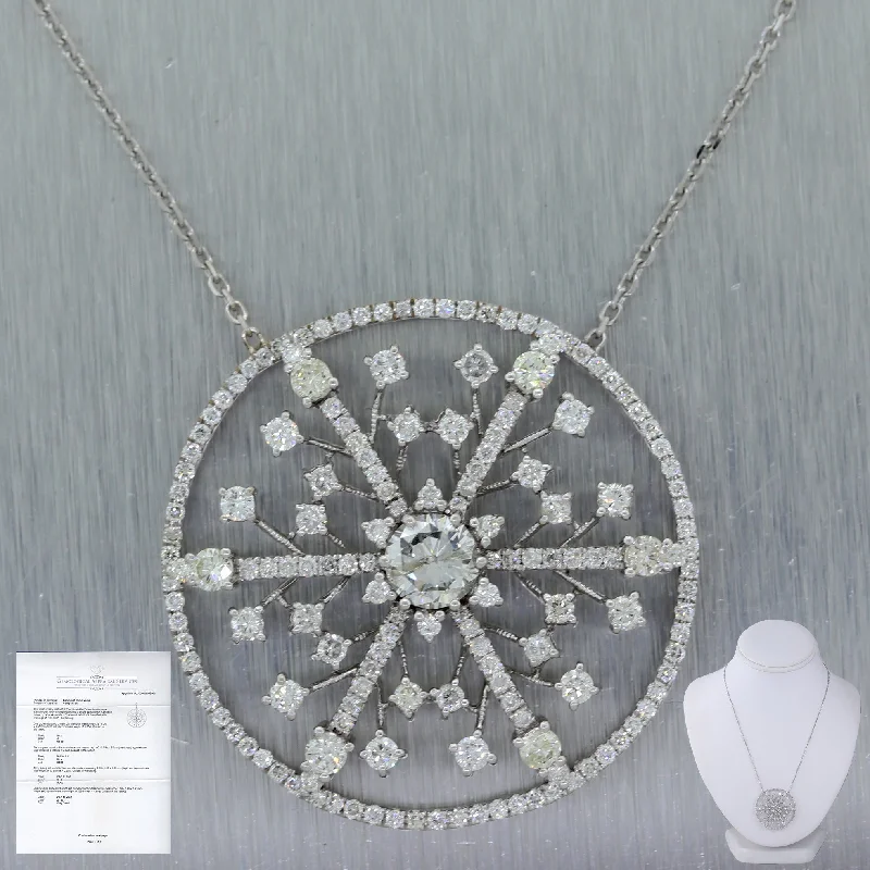 Necklaces and pendants with geometric pendants for a clean, contemporary design-GAS Vintage Estate 18k White Gold 3.55ctw Diamond Snowflake 19" Necklace