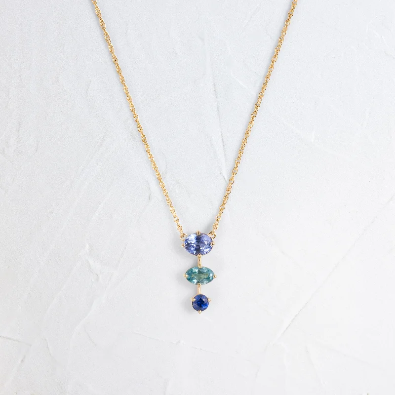 Stunning necklaces and pendants with amethyst gemstones for a calming effect-Rainwater 3-Stone Necklace