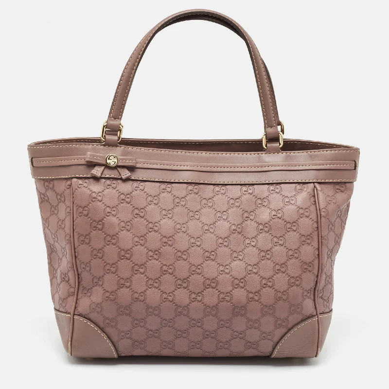 Handle bags with artistic prints for creativity -Casual handle bags with zippered compartments -Gucci Old Rose Guccissima Leather Mayfair Tote