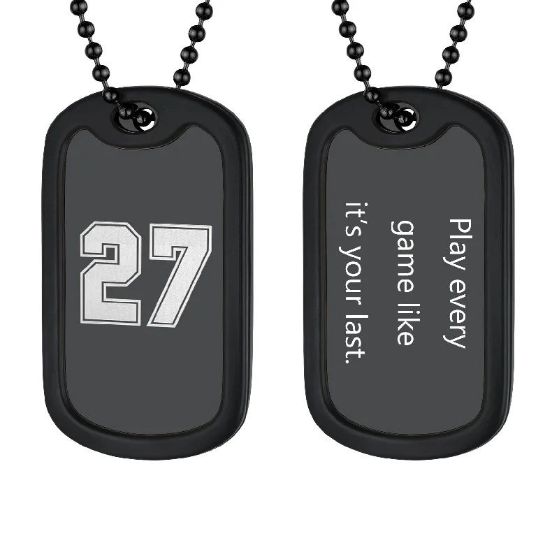 Personalized necklaces and pendants with coordinates for a meaningful location-based gift-Personalized Engraved Text Military Number Dog Tag Necklace For Men