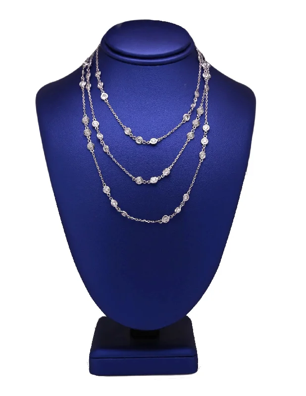 Stunning necklaces and pendants with sapphire gemstones for a luxurious blue hue-Modern 14k 585 White Gold 5.90ctw Diamond By The Yard Cable Chain Link Necklace