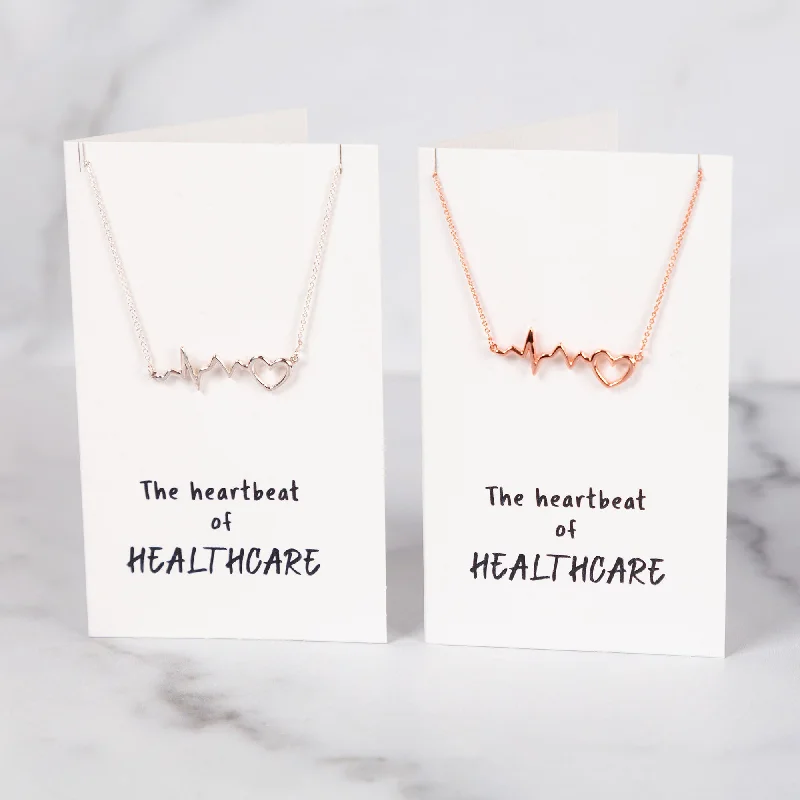 Layered necklaces and pendants for a trendy and fashionable stacked look-The Heartbeat of Healthcare Necklace