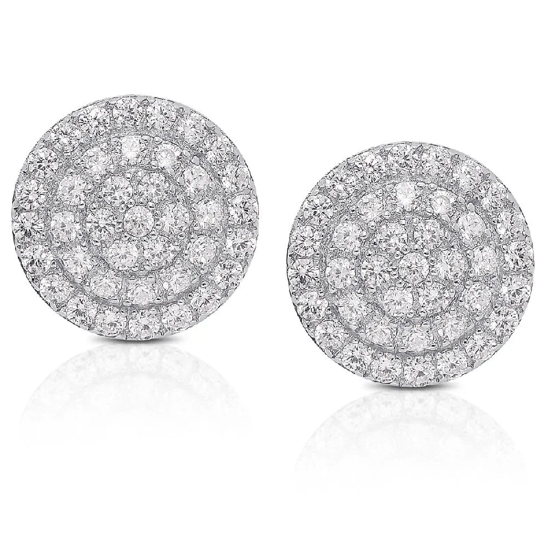 Stud Earrings with Knot Designs -Dolce Giavonna Sterling Silver Cubic Zirconia Cluster Stud Earrings