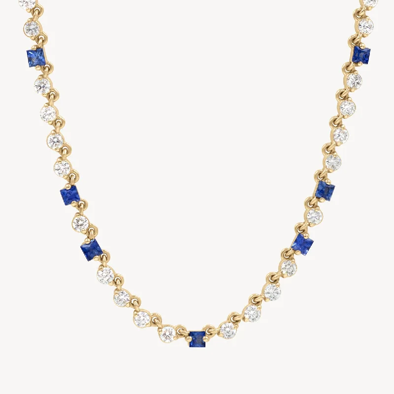 Beautiful necklaces and pendants with natural stones for an earthy, organic vibe-Wrapped in Sapphires and Diamonds Necklace