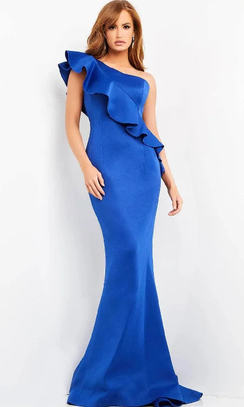 Plus size dresses with sturdy seams last long -Jovani 06708 - Ruffle Draped Mermaid Evening Dress