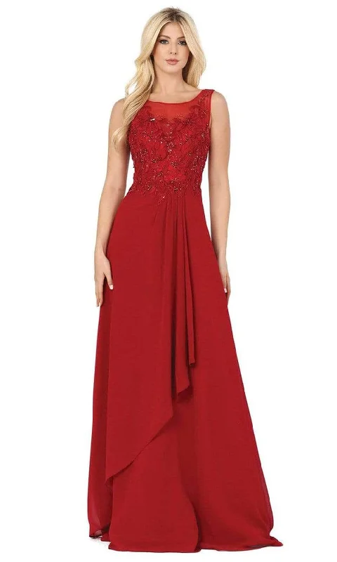 Plus size dresses featuring lace details feel romantic -Dancing Queen - 2953 Embellished Bateau Neck A-line Dress