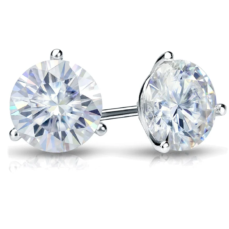 Stud Earrings for Party Look -Auriya Platinum 1ctw Round Moissanite Stud Earrings Martini-set - 5 mm