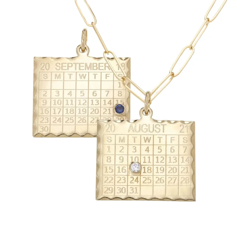 Unique necklaces and pendants with artistic shapes for a creative, one-of-a-kind design-10K Gold "1960s Calendar" Double Sided Customizable Pendant