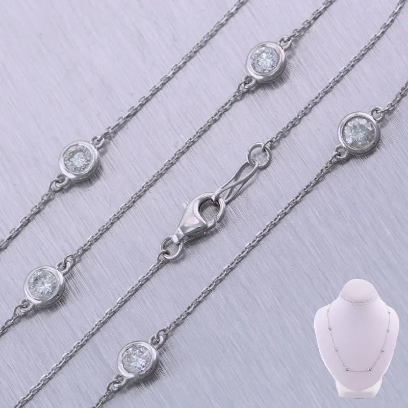 Beautiful necklaces and pendants with gemstone teardrops for an elegant effect-Modern 14k White Gold 2.00ctw Diamonds By The Yard 18" Necklace