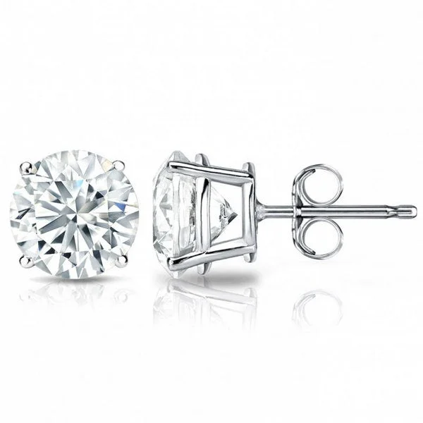 Lead Free Stud Earrings for Health -Suzy Levian 14K White Gold Classic Four-prong Diamond Stud Earrings - 2.0 ct