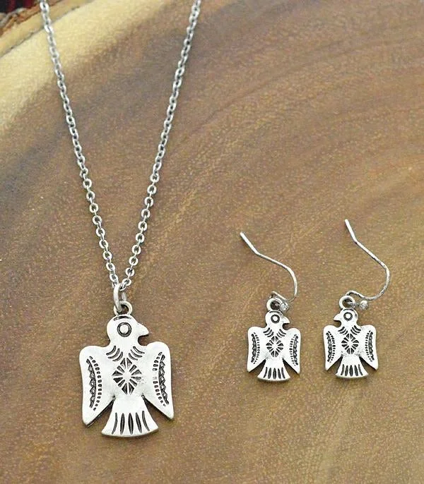 Simple necklaces and pendants with tiny charms for a delicate and casual vibe-Thunderbird Necklace & Earring Set