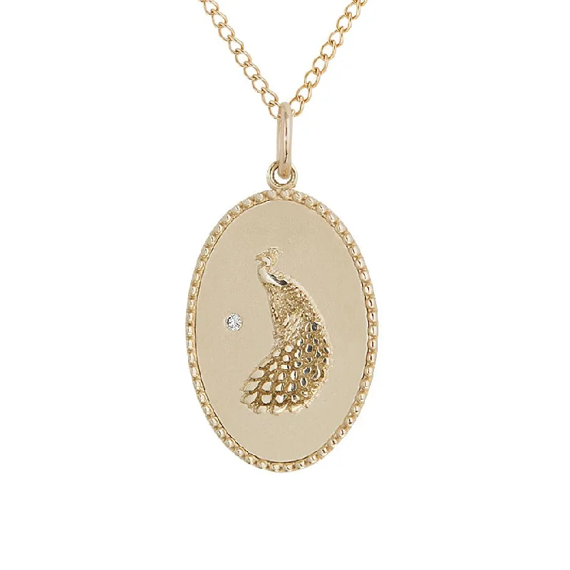 Stunning necklaces and pendants with ruby and diamond combinations for a luxurious effect-10K Gold Medium "Peacock" Necklace with Diamond Detail