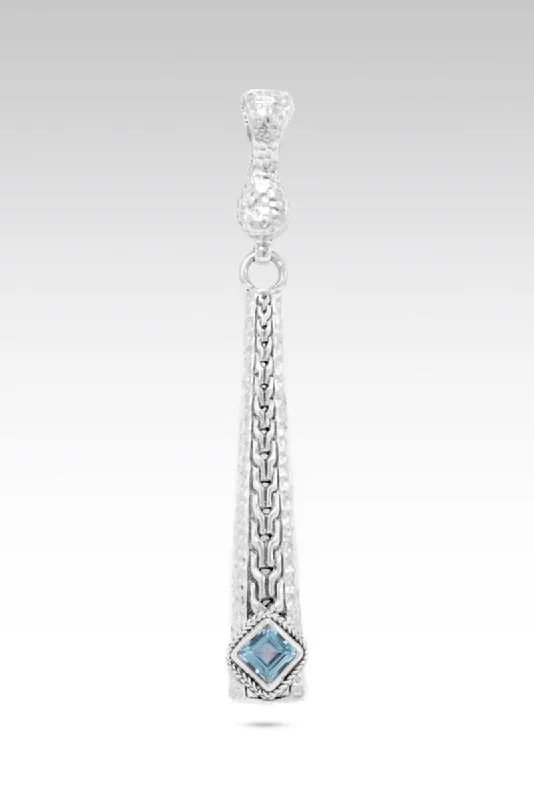 Best necklaces and pendants for weddings with matching designs for bride and groom-Sterling Silver Chainlink and Hammered Blue Topaz Pendant Enhancer