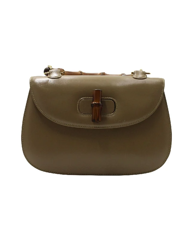 Handle bags with suede accents for texture -Casual handle bags for weekend outings -Gucci Bamboo 1947 Small Top Handle Bag in Brown Leather