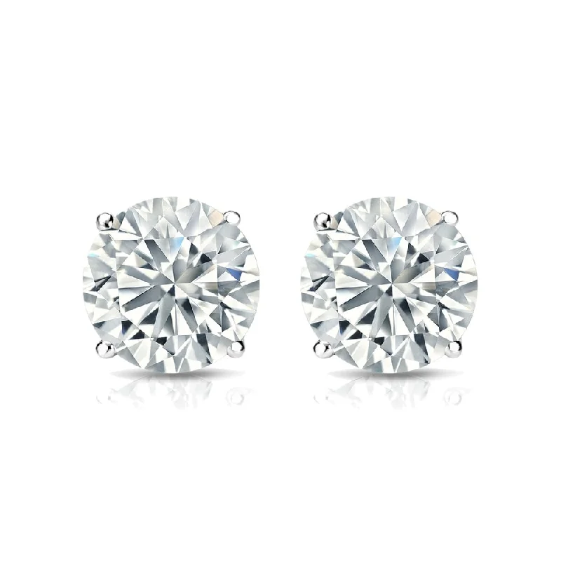 Stud Earrings for Formal Attire -Auriya 2ct TW Round Moissanite Stud Earrings Platinum - 6.5 mm, Push-Backs