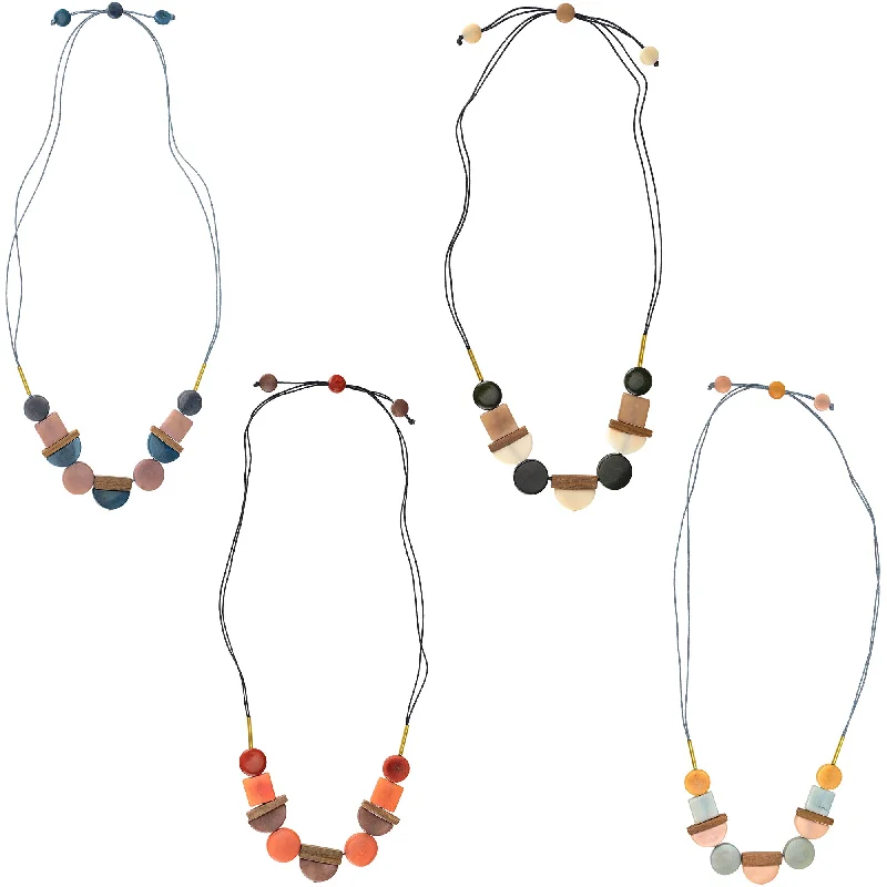 Stunning necklaces and pendants with turquoise and gold for a vibrant, earthy look-Lidia Tagua Wood & Brass Necklace