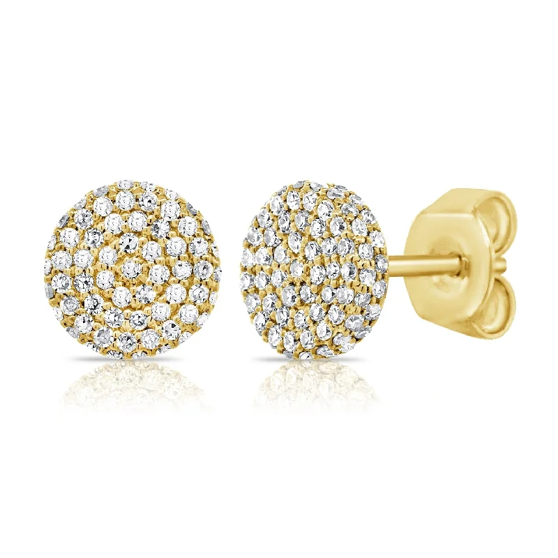 Heart Shaped Stud Earrings for Love -Joelle Collection Diamond Pave Round 1/2ct Stud Earrings 14K Gold - Gift