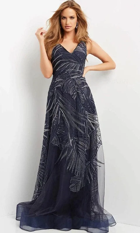 Plus size dresses with classic designs never fade -Jovani 06829 - Sleeveless V-neck Evening Gown