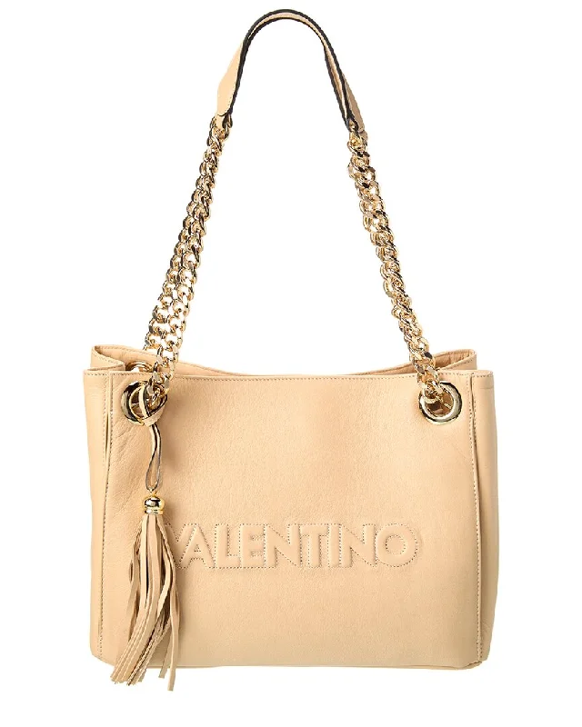 Waterproof handle bags ideal for rainy weather -Trendy handle bags for casual outfits -Valentino by Mario Valentino Luisa Embossed Leather Shoulder Bag