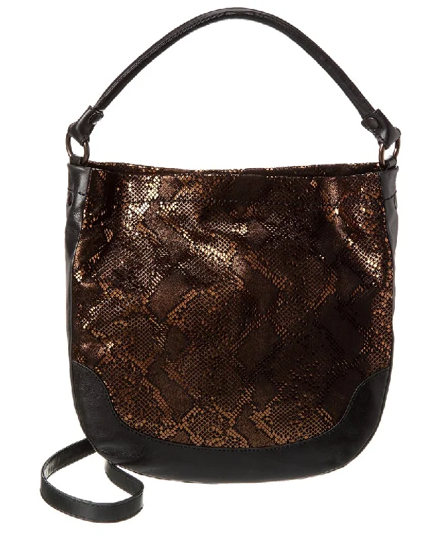 Handle bags with bright accents for pop -Trendy handle bags with animal-inspired textures -Frye Melissa Metallic Scale Leather Hobo Bag