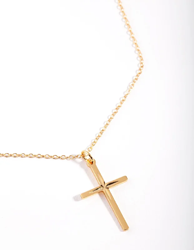 Best necklaces and pendants with vintage coin pendants for a unique accessory-Lovisa Premium Gold Plated Sterling Silver Classic Diamante Cross Necklace