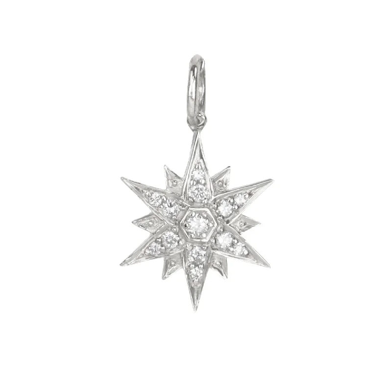 Trendy necklaces and pendants with geometric shapes for a modern aesthetic-10K White Gold "North Star" Pave Diamond Pendant