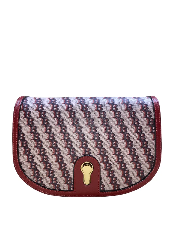 Handle bags with floral prints for spring -Small handle bags for evening parties -Bally Clayn Women's 6232448 Red Monogram Print Minibag