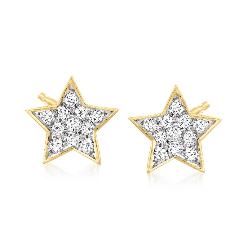 Stud Earrings for Formal Attire -Ross-Simons Diamond Star Stud Earrings in 18kt Gold Over Sterling