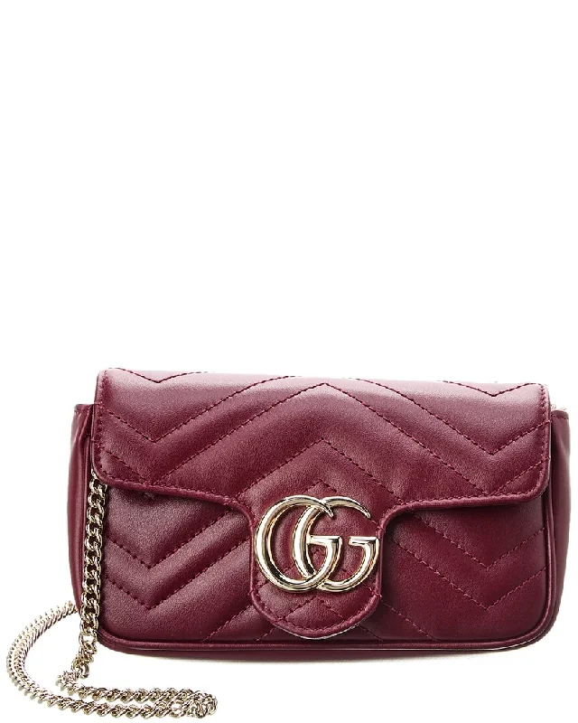 Insulated handle bags for keeping food fresh -Trendy handle bags with chain details -Gucci GG Marmont Super Mini Matelasse Leather Shoulder Bag