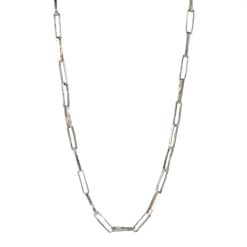 Stunning necklaces and pendants with birthstone pendants for a personal touch-"Cary York" Sterling Silver Rectangular Link Necklace - 17.5"