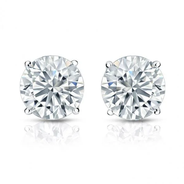 Stud Earrings with Gemstones and Beads -Auriya Platinum GIA Certified 5.20-Carat TDW Round Diamond Stud Earrings