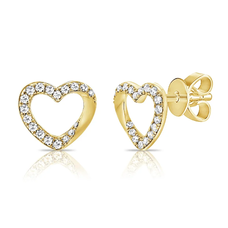 Stud Earrings for Birthday Celebration -Joelle Collection Diamond Open Heart Stud Earrings 14K Gold Earring's