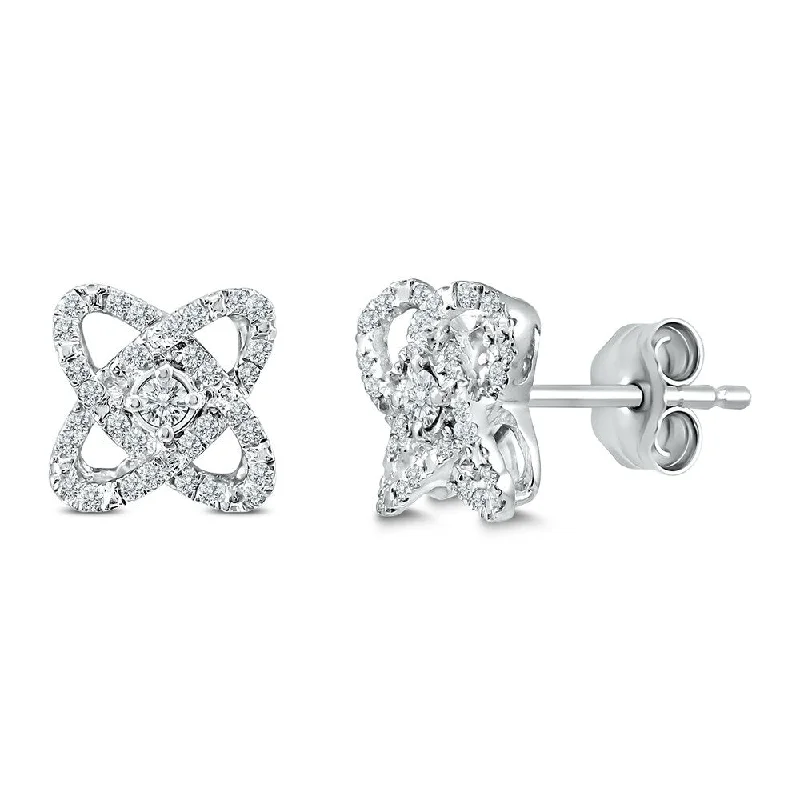 Stud Earrings for Anniversary -Marquee 1/4 Carat TW Diamond Stud Earrings in .925 Sterling Silver