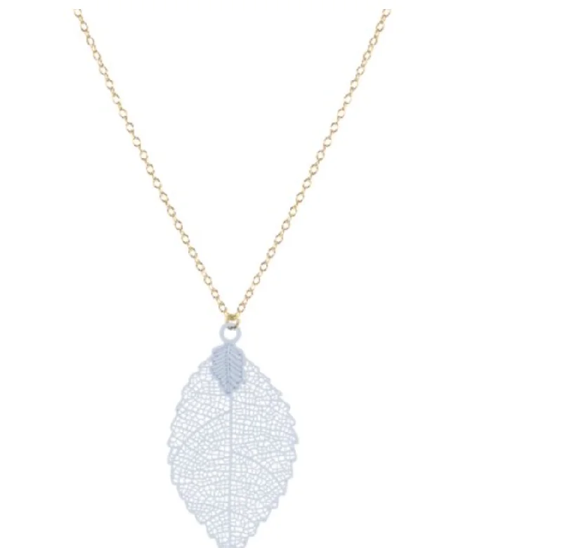 Best necklaces and pendants with turquoise stones for a vibrant boho-chic look-White Filigree Leaf Necklace