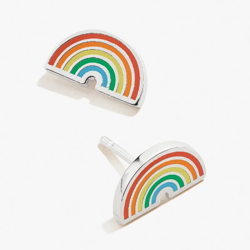 Stud Earrings with Etching -Rainbow Stud Earrings