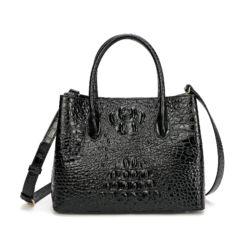 Handle bags with spacious interiors for storage -Handle bags with smooth leather for a sleek finish -Tiffany & Fred Alligator Embossed Leather Satchel/Shoulder Bag