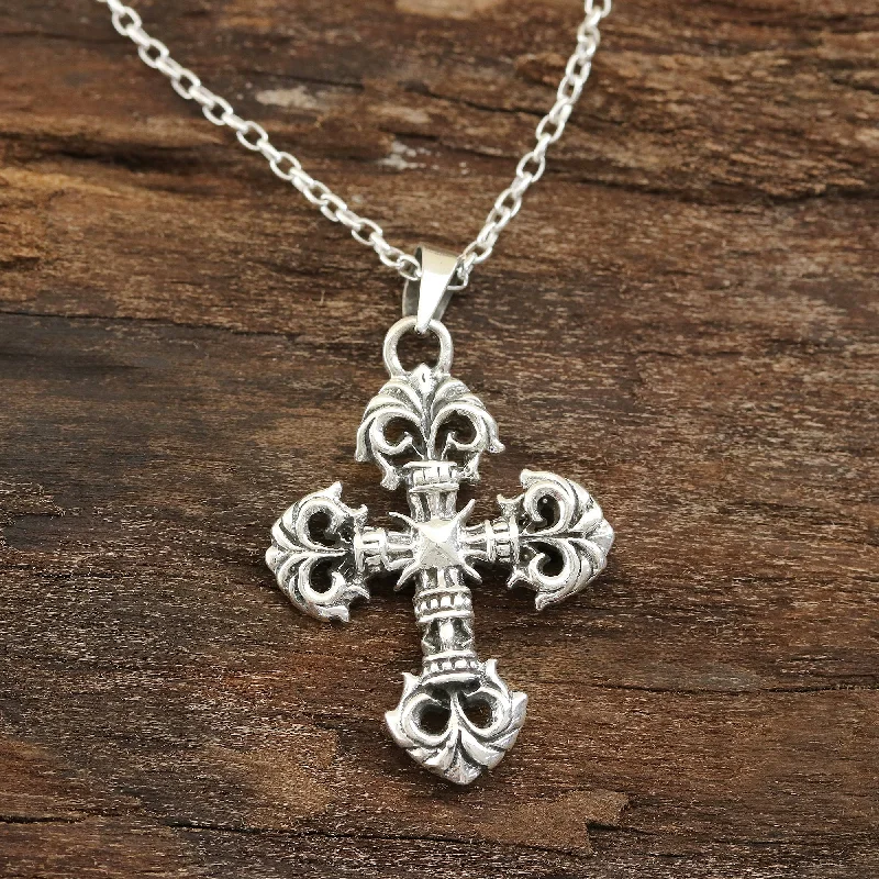 Unique necklaces and pendants with gemstones for a colorful and vibrant statement-Creative Cross Sterling Silver Cross Pendant Necklace from