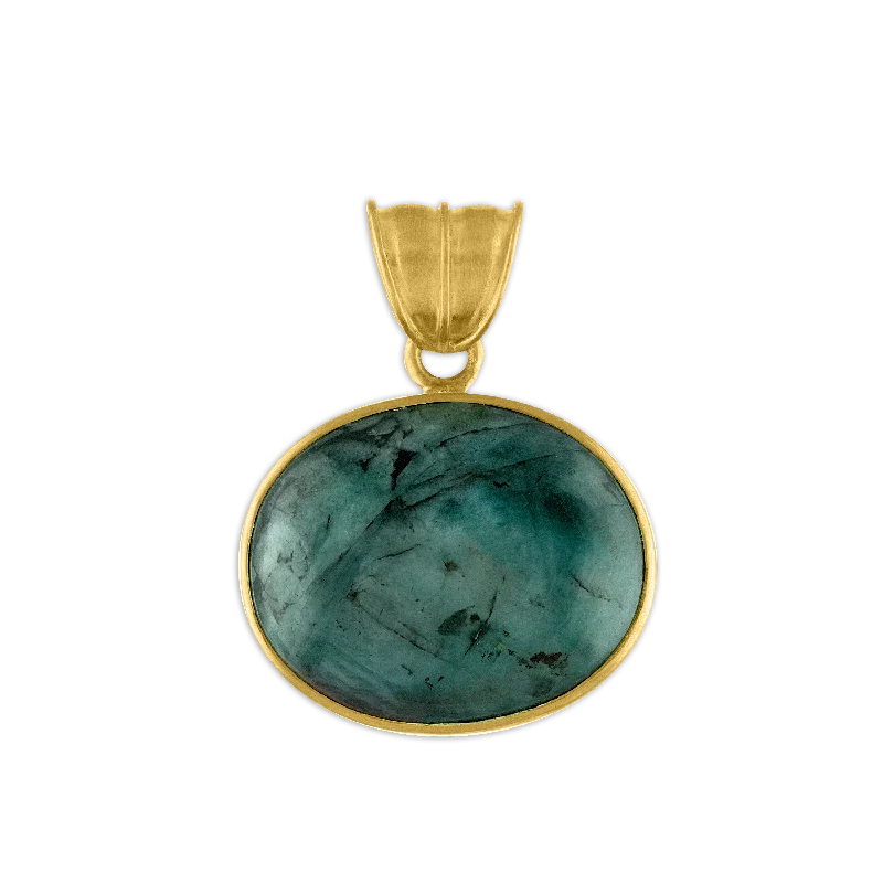 Unique necklaces and pendants with custom birthstone arrangements for personalization-Opaque Emerald Oval Pendant